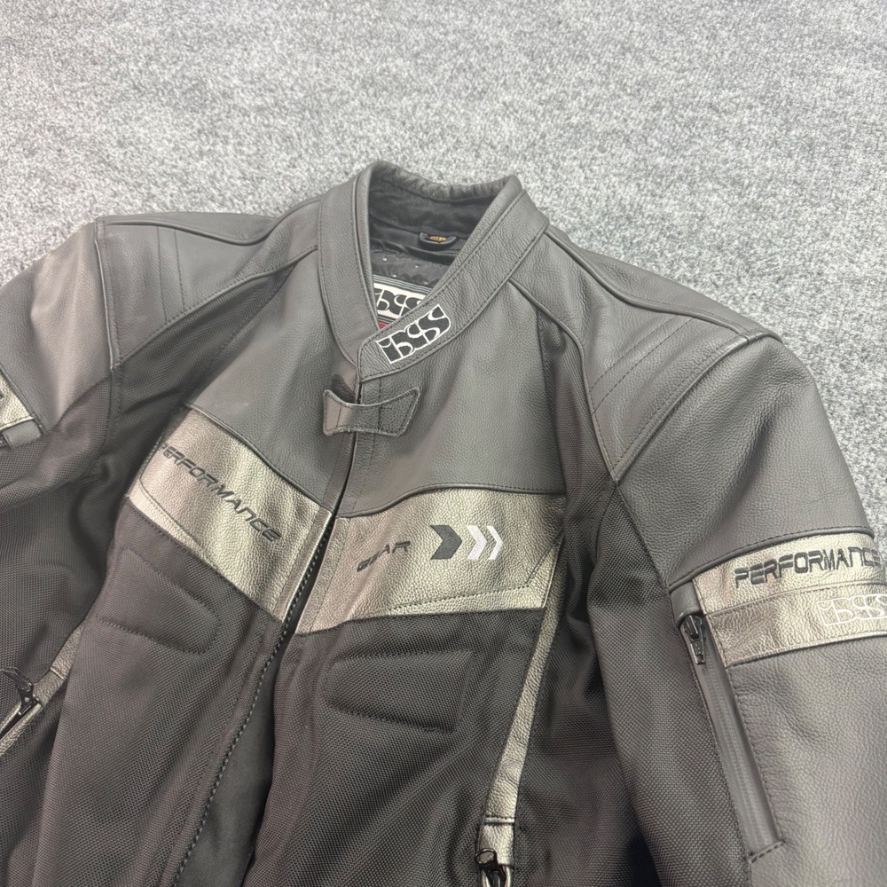 IXS Performance Gear Motorcycle Jacket Leather Mesh Armor Padded US 46 EU 56